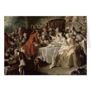The Hunt Lunch, detail of the diners, 1737