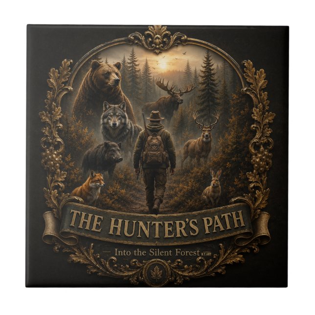 The Hunter , Into the Wild Silence  Ceramic Tile (Front)