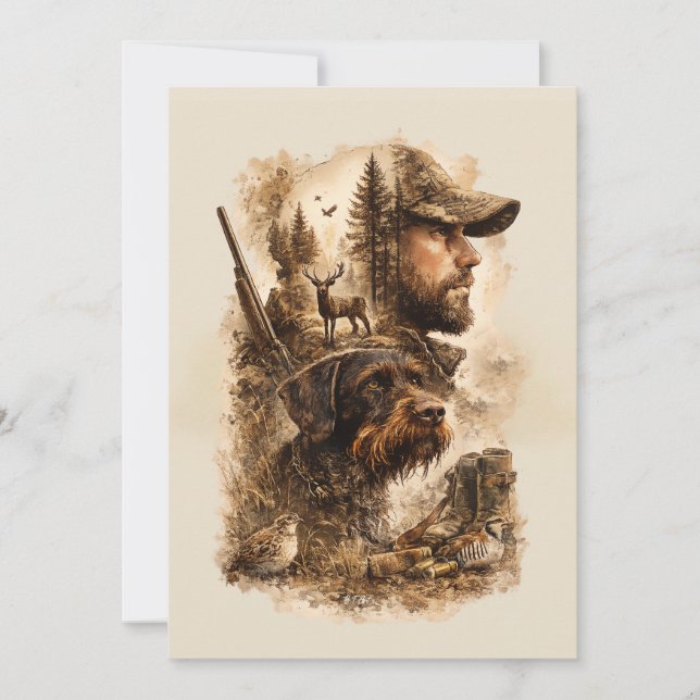 The Hunter's Bond – German Wirehaired Pointer Invitation (Front)