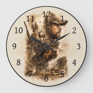 The Hunter's Bond – German Wirehaired Pointer Large Clock