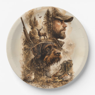 The Hunter's Bond – German Wirehaired Pointer Paper Plates