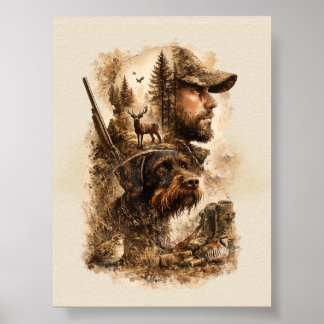 The Hunter's Bond – German Wirehaired Pointer Poster