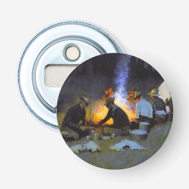 The Hunters' Supper Frederic Remington Rustic Bottle Opener (Front)