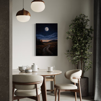 The Hunting – Enchanting Full Moon Night Landscape Canvas Print