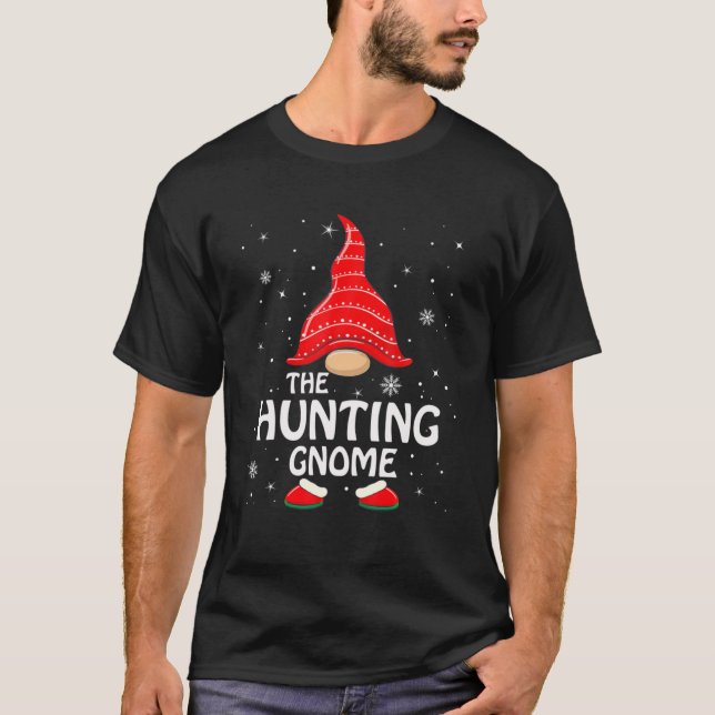 The Hunting Gnome Matching Family Group Christmas T-Shirt (Front)