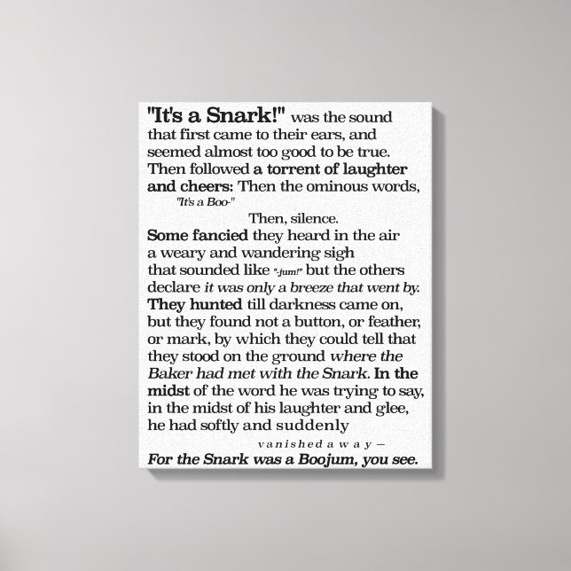 The Hunting of the Snark by Lewis Carroll Canvas Print (Front)