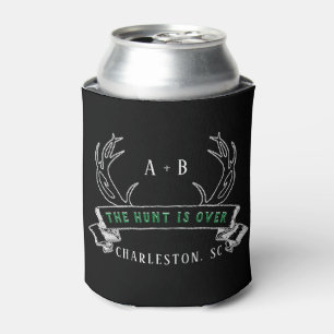 The Hunt's Over Custom Rustic Antler Wedding Favor Can Cooler