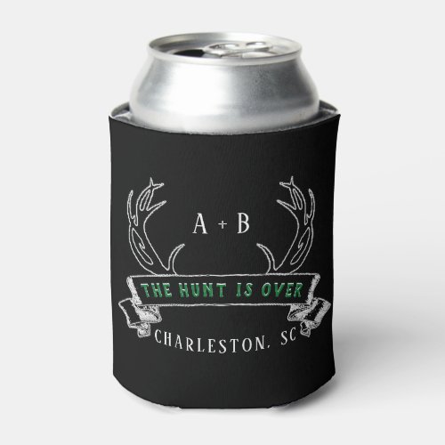 The Hunts Over Custom Rustic Antler Wedding Favor Can Cooler