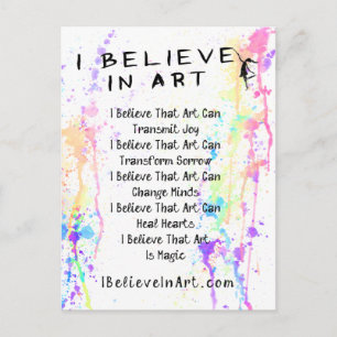 The I Believe In Art Manifesto Promotional Postcard