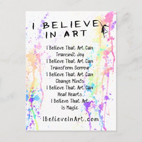 The I Believe In Art Manifesto Promotional Postcard