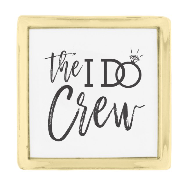 The I Do Crew | Wedding Party Favor Gold Finish Lapel Pin (Front)