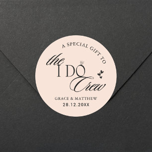 The I Do Crew Wedding Party Gift Favor Blush Pink Classic Round Sticker
