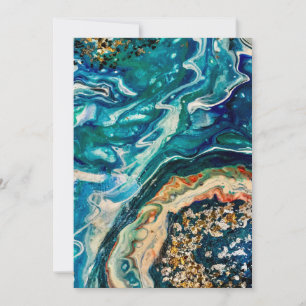 The Ice and The Fish abstract blue teal gold white Invitation