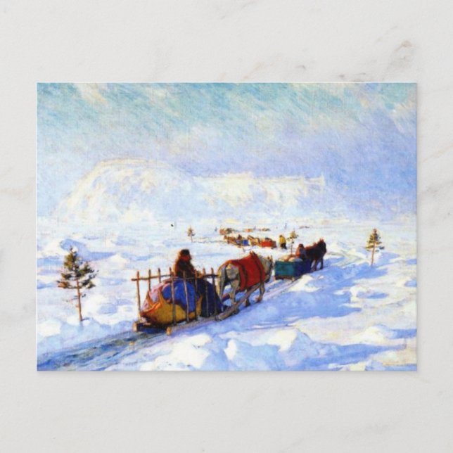 The Ice Bridge Quebec, Clarence Gagnon  Holiday Postcard (Front)