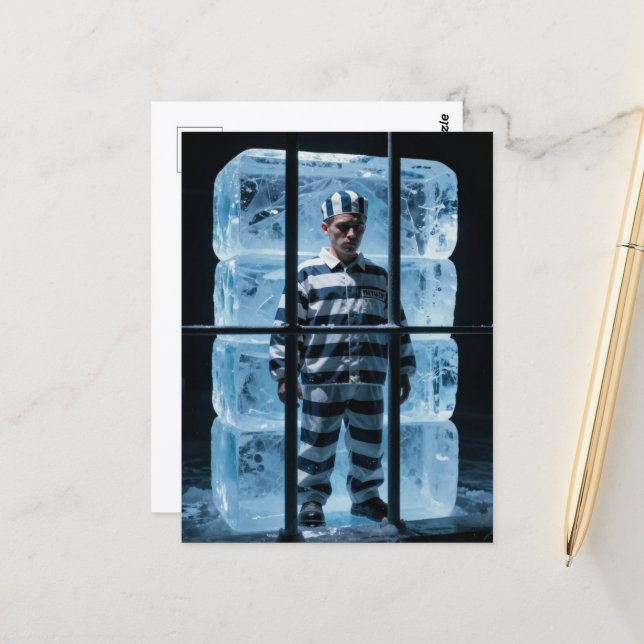 The Ice Person in Jail Postcard (Front/Back In Situ)