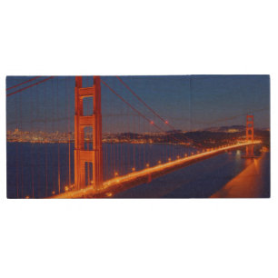 The iconic bridge with San Francisco Wood USB Flash Drive