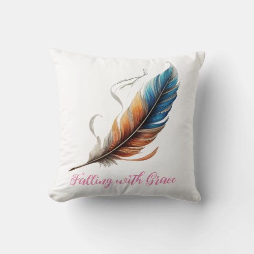 The Iconic Feather Falling Gently Throw Pillow