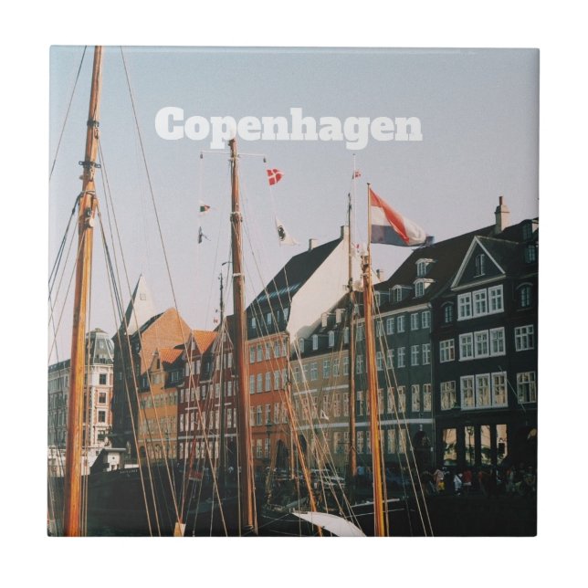The iconic Nyhavn, Copenhagen, Denmark Ceramic Tile (Front)