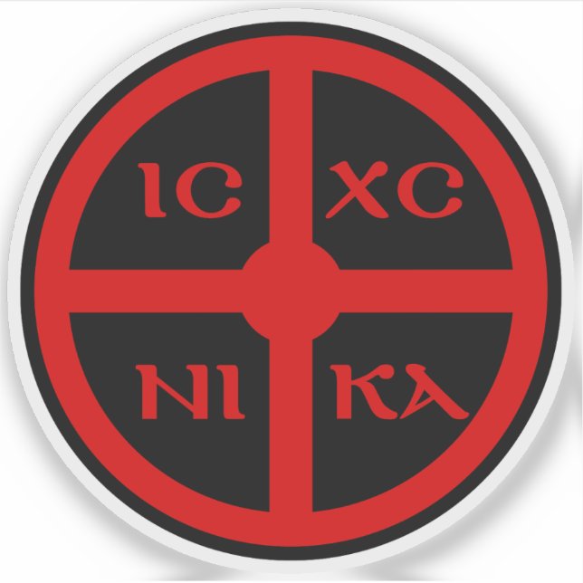 The ICXC NIKA Cross - Jesus Christ Symbol (red) Sticker (Front)