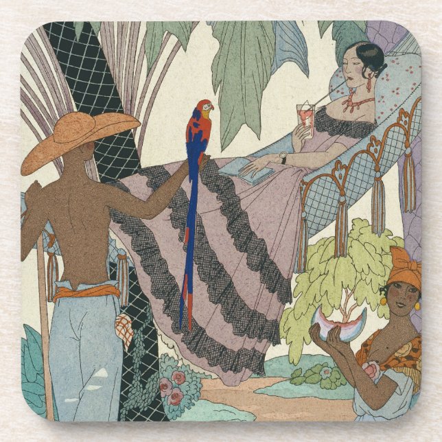 The idle beauty (pochoir print) beverage coaster (Front)