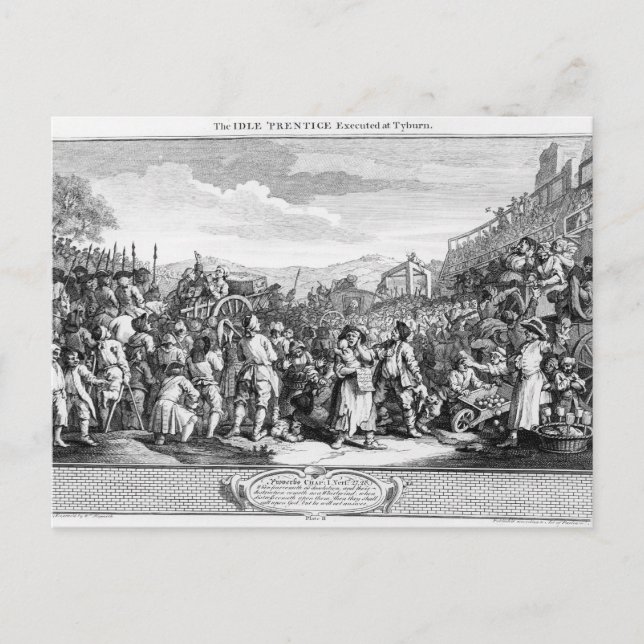 The Idle 'Prentice Executed at Tyburn Postcard (Front)