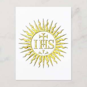 The IHS Monogram in Gold Invitation Postcard