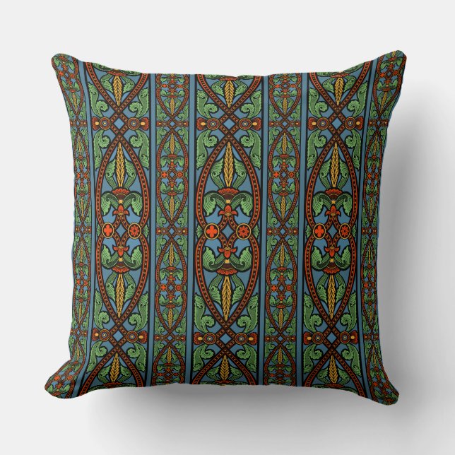 The Illuminated Vertical: A Merovingian Foliate Throw Pillow (Front)