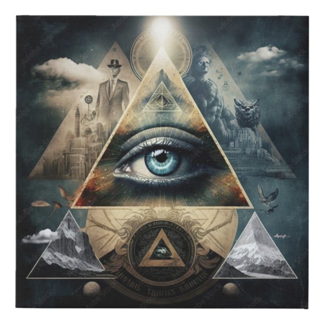 The Illuminati Elegance: Unveiling a Dazzling New  Faux Canvas Print (Front)