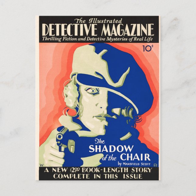 The Illustrated Detective Magazine 1930 Crime Noir Postcard (Front)