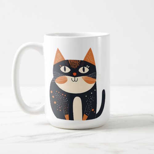 The illustration depicts a cute kitten coffee mug