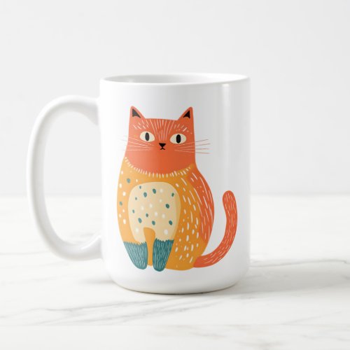 The illustration depicts a cute kitten coffee mug