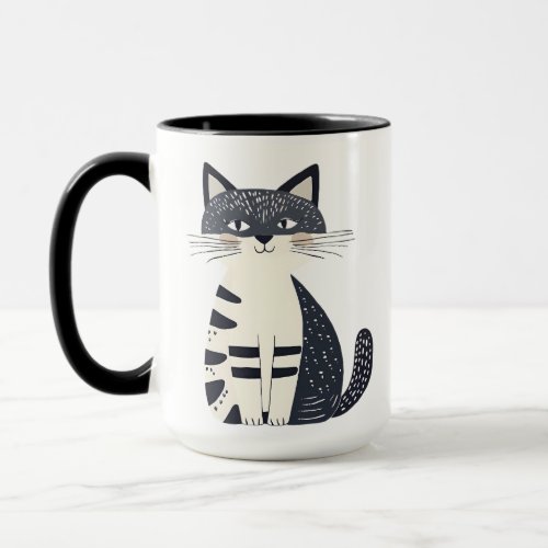 The illustration depicts a cute kitten mug