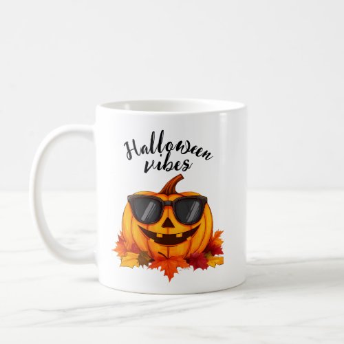 The illustration showcases a Halloween scene fille Coffee Mug