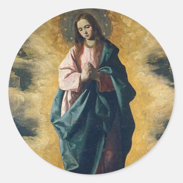 The Immaculate Conception Celestial Radiance Art Classic Round Sticker (Front)