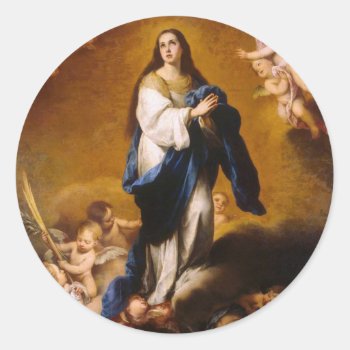 The Immaculate Conception Classic Round Sticker by Xuxario at Zazzle