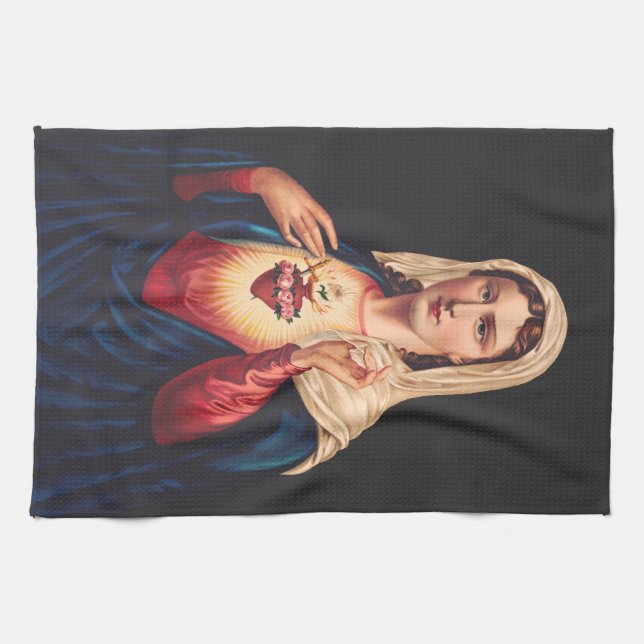 The Immaculate Heart of Mary Kitchen Towel (Horizontal)