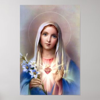 The Immaculate Heart Of Mary Poster by Xuxario at Zazzle