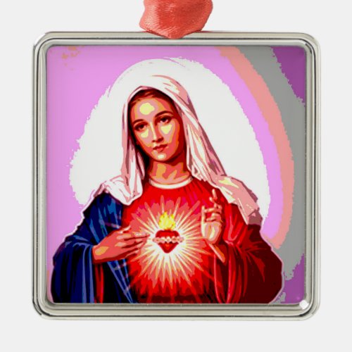 The Immaculate Heart of Virgin Mary Metal Ornament