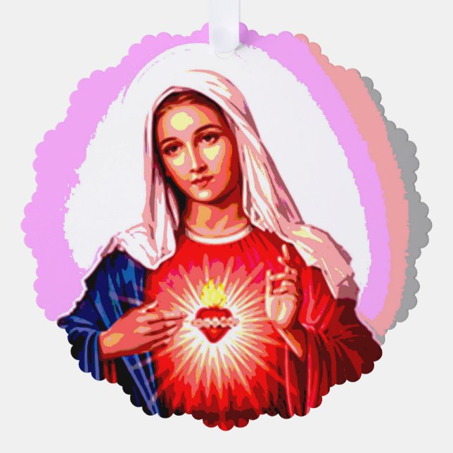 The Immaculate Heart of Virgin Mary Ornament Card (Front)