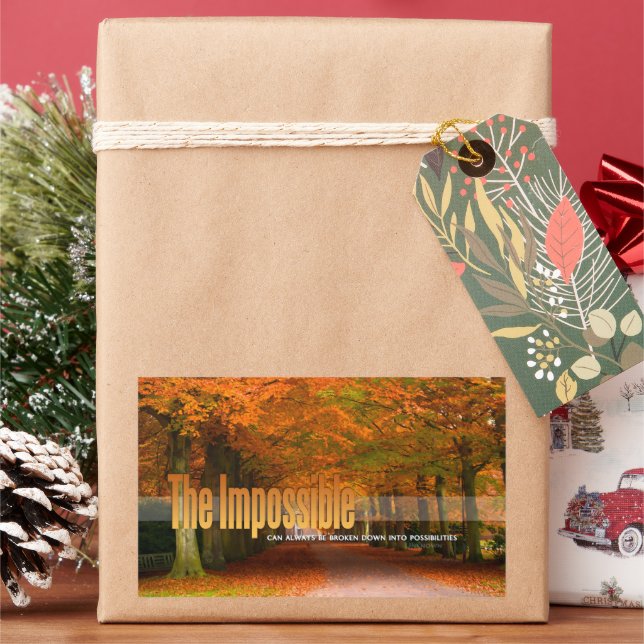 "The impossible can be broken" Inspirational Quote Rectangular Sticker (Holiday)