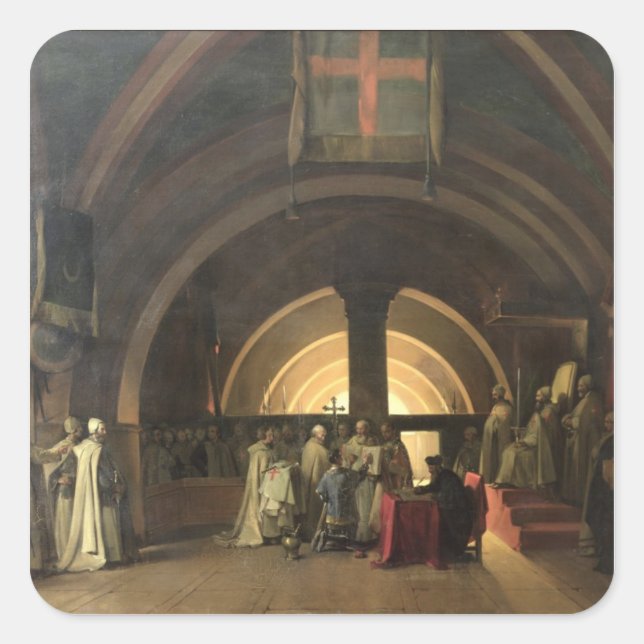 The Inauguration of Jacques de Molay Square Sticker (Front)