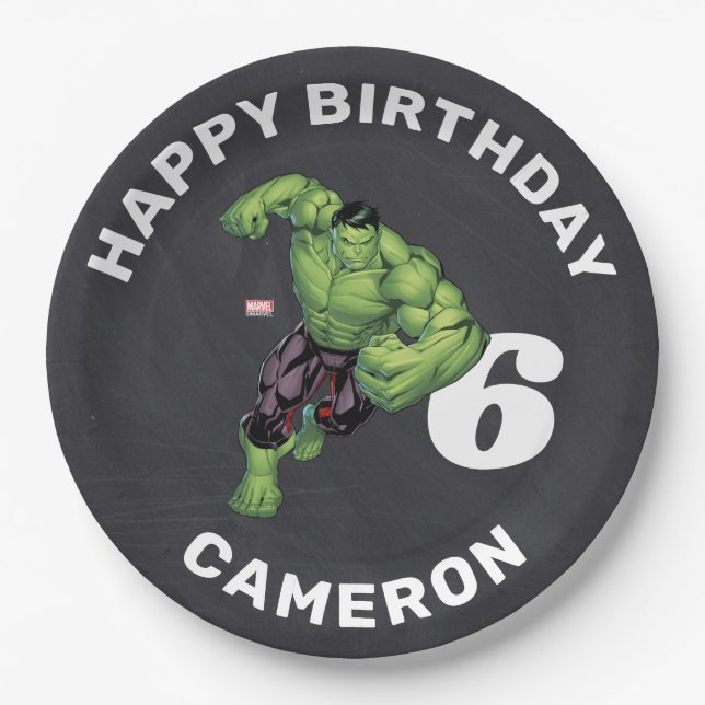 The Incredible Hulk Chalkboard Birthday Paper Plates (Front)
