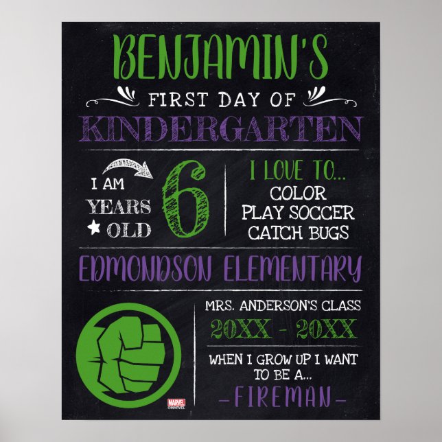 The Incredible Hulk | First or Last Day of School Poster (Front)