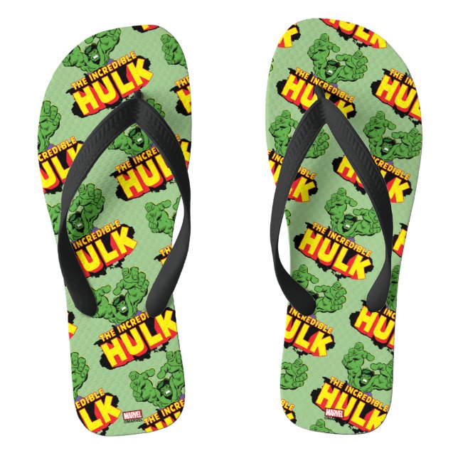 The Incredible Hulk Logo Flip Flops (Footbed)