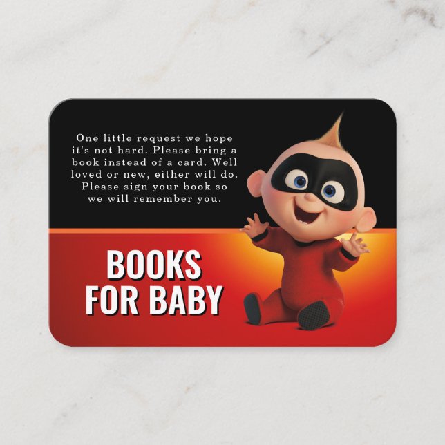 The Incredibles Baby Shower Books for Baby Place Card (Front)