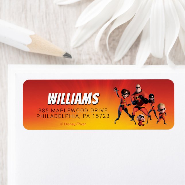 The Incredibles Baby Shower Label (Insitu)