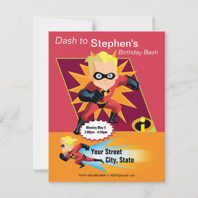 The Incredibles Dash Birthday Invitation (Front)