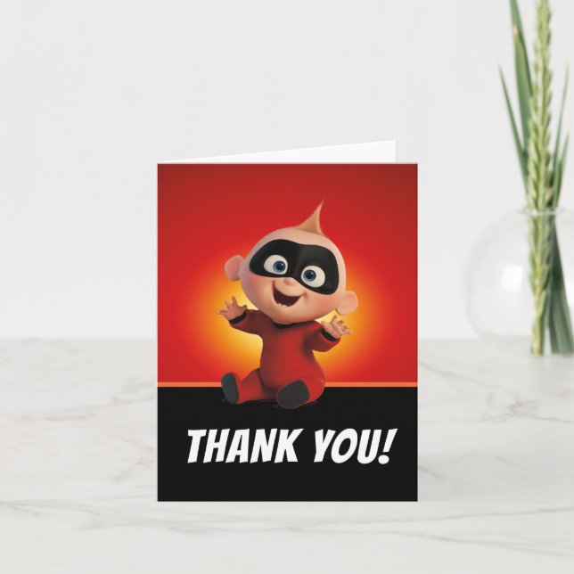 The Incredibles Family 1st Birthday Thank You Card (Front)