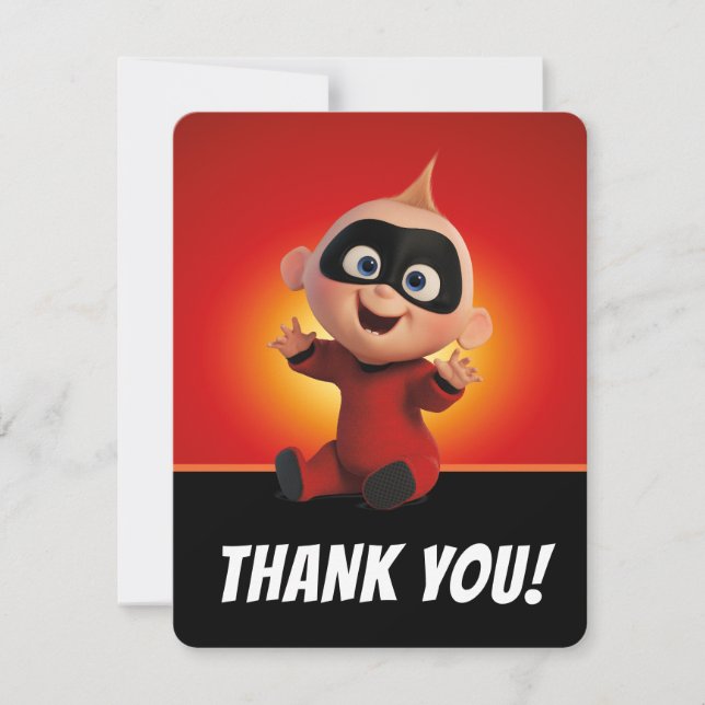 The Incredibles Family 1st Birthday Thank You Card (Front)