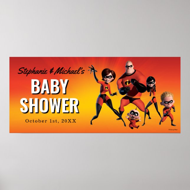 The Incredibles Family Baby Shower Poster (Front)